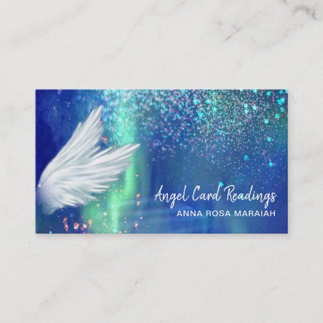 Carte De Visite *~* Cosmos Stars Galaxy Angel Wing Blue Universe (Devant)