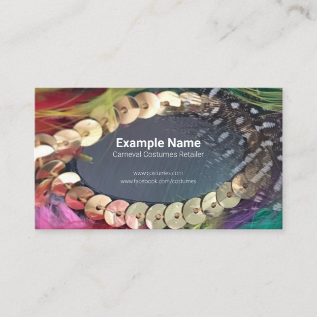 Carte De Visite Costumes de carnaval Vente au détail ou concepteur (Devant)