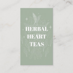 Carte De Visite Cosy Sage Green Herbal Tea Shop Herbe Bund