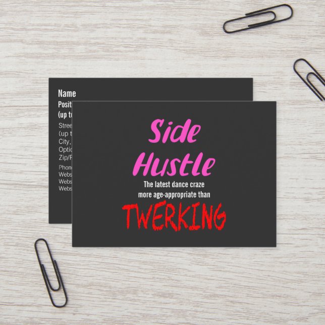 Carte De Visite Côté Hustle vs Twerking Neon Pink Texte (Devant/Arrière en situation)