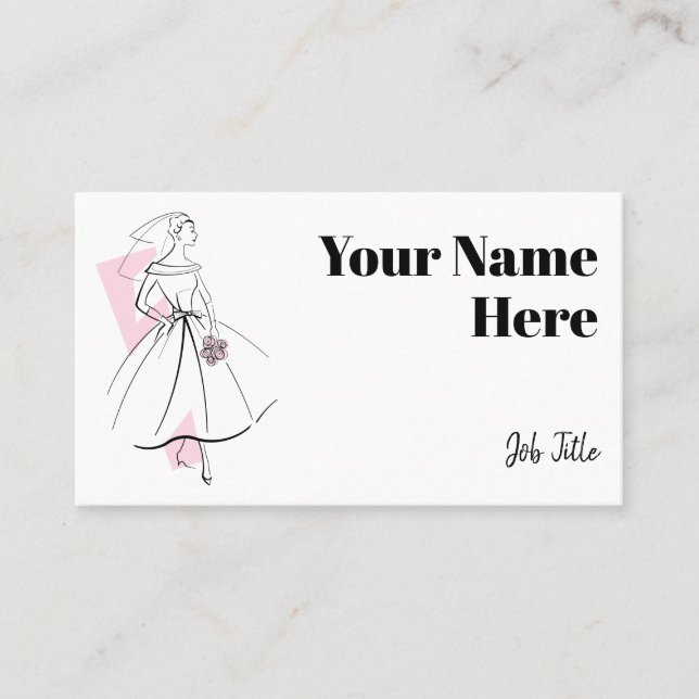 Carte de visite côté rose de la mariée de mode (Devant)