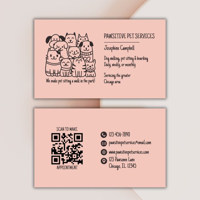 Carte De Visite Coton QR pour chien de chat de chat (Créateur téléchargé)