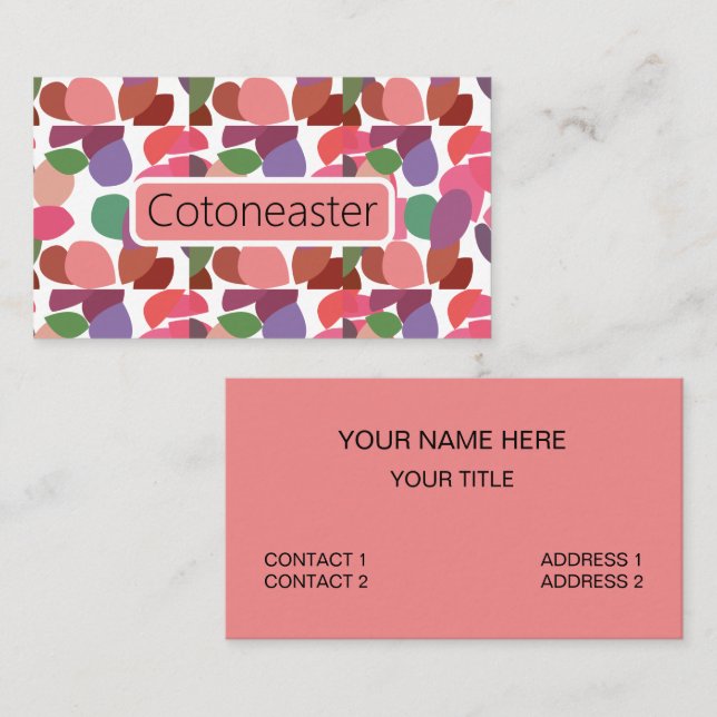 Carte De Visite Cotoneaster Colorful Leaves Botanical (Devant / Derrière)