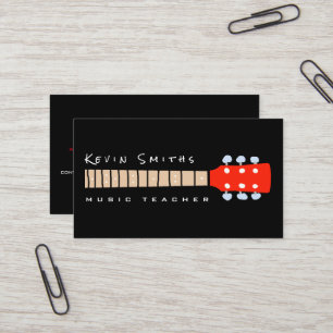 Carte De Visite Cou de guitare rouge sur professeur de musique noi