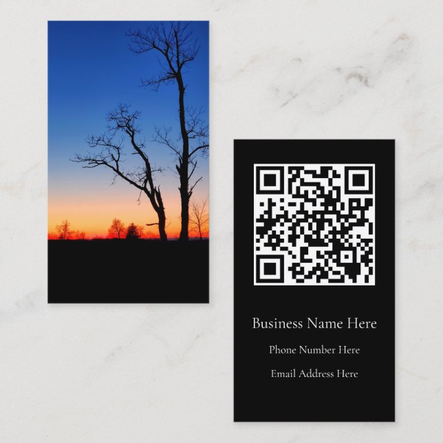 Carte De Visite Coucher de soleil à travers les arbres (Devant / Derrière)