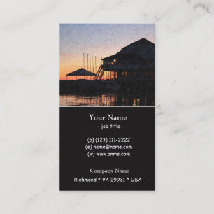 Carte De Visite coucher de soleil au bord du lac avec des bâtiment
