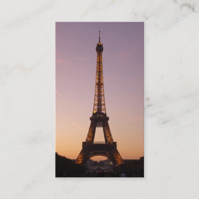 Carte De Visite coucher de soleil de la tour eiffel (Devant)