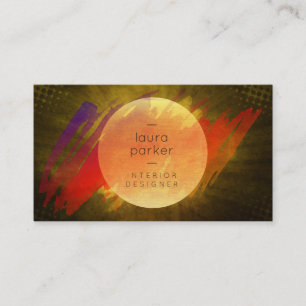 Carte De Visite Coucher de soleil de lune jaune Aquarelle Splatz m