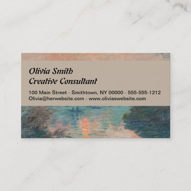 Carte De Visite Coucher de soleil de Monet sur la Seine Impression (Devant)