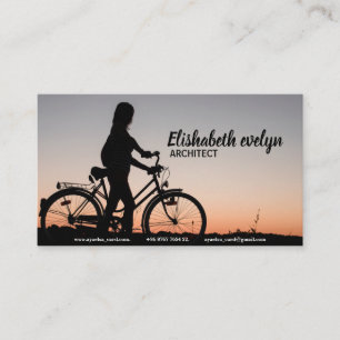 Carte De Visite coucher de soleil de vélo fille