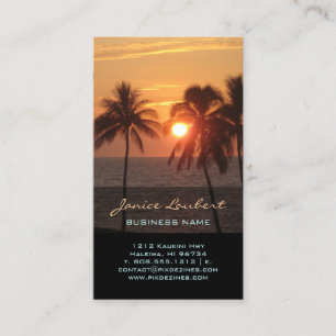 Carte De Visite Coucher de soleil sur la plage hawaïenne de PixDez