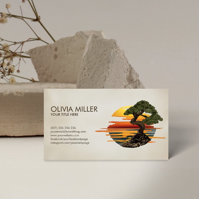 Carte De Visite Coucher de soleil sur l'arbre Bonsai (Créateur téléchargé)