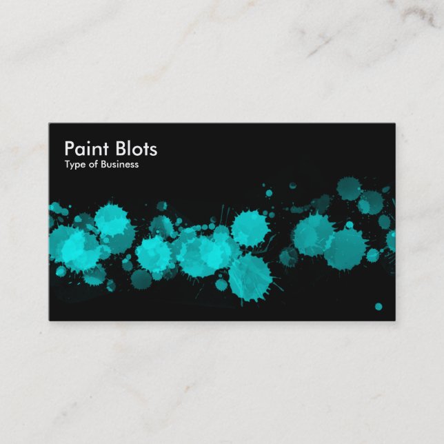 Carte De Visite Couches de peinture - Cyan sur noir (Devant)