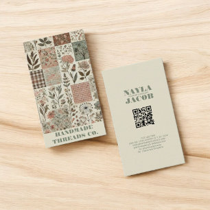 Carte De Visite Couette rose verte et habillement artisanal en éca