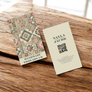 Carte De Visite Couette rose verte et habillement artisanal en éca