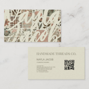 Carte De Visite Couette rose verte et habillement artisanal en éca