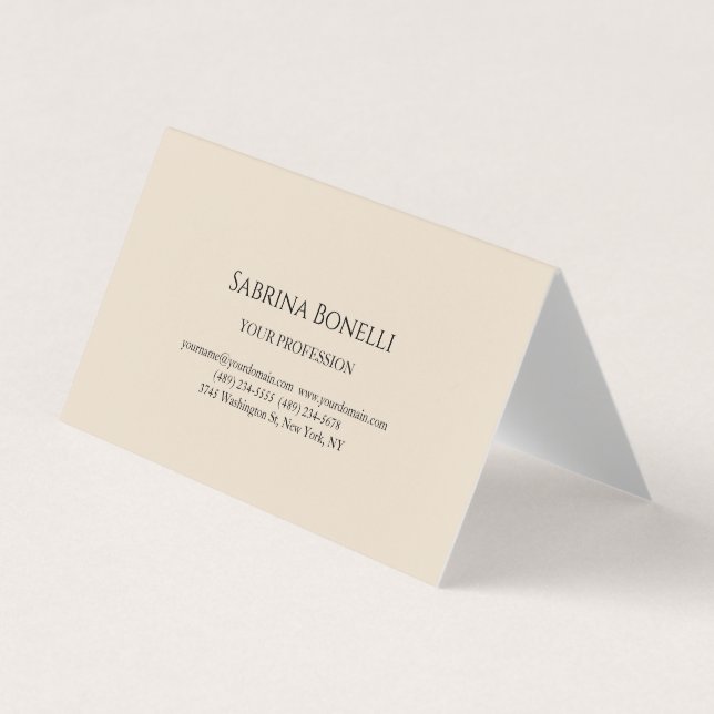 Carte De Visite Couleur amande moderne unique élégant simple uni  (Devant)