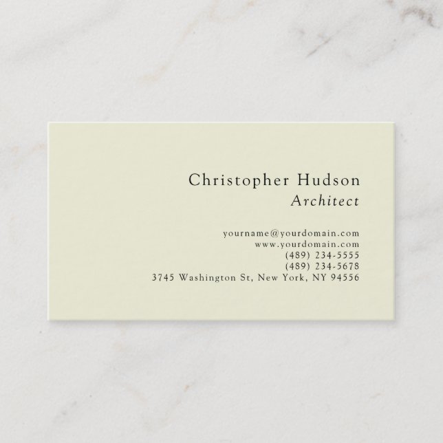 Carte De Visite Couleur Beige Moderne Simple Architecte Ordinaire (Devant)