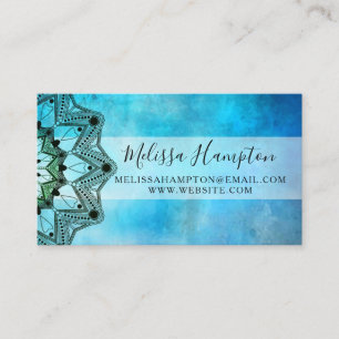 Carte de visite couleur bleu mandala