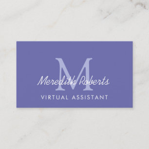 Carte De Visite Couleur Bleue de l'année Monogramme à la mode