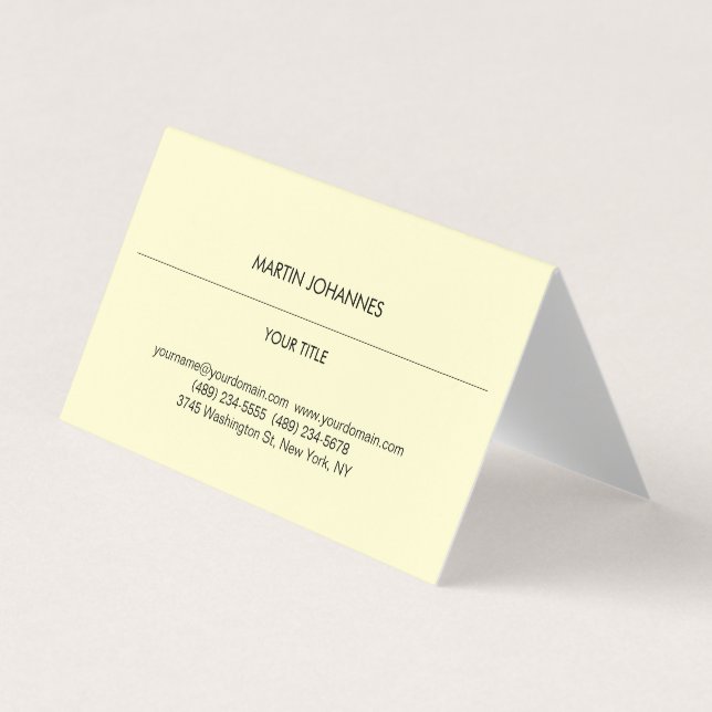 Carte De Visite Couleur Crème Professionnelle Simple Esthétique Mo (Devant)