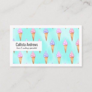 Carte De Visite Couleur d'aquarelle rose mauve été crème glacée cô