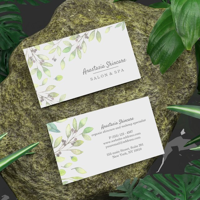 Carte De Visite Couleur de l'eau du feuillage vert Spa et salon Cl (Créateur téléchargé)