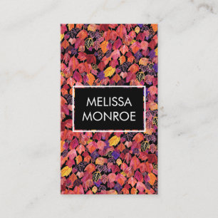 Carte De Visite Couleur d'eau illustrée feuille en chute