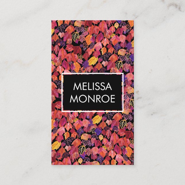 Carte De Visite Couleur d'eau illustrée feuille en chute (Devant)