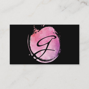 Carte De Visite Couleur d'eau rose Monogramme Texte fantaisie