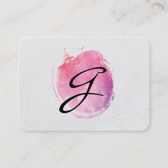 Carte De Visite Couleur d'eau rose Monogrammes Grilles et texture (Devant)
