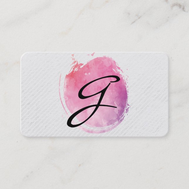Carte De Visite Couleur d'eau rose Monogrammes Grilles et texture (Devant)