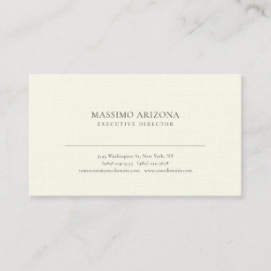 Carte De Visite Couleur ivoire minimaliste simple lin premium