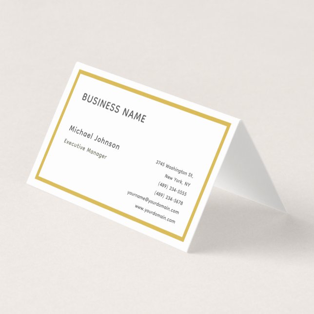 Carte De Visite Couleur or métallisé moderne unique professionnell (Devant)