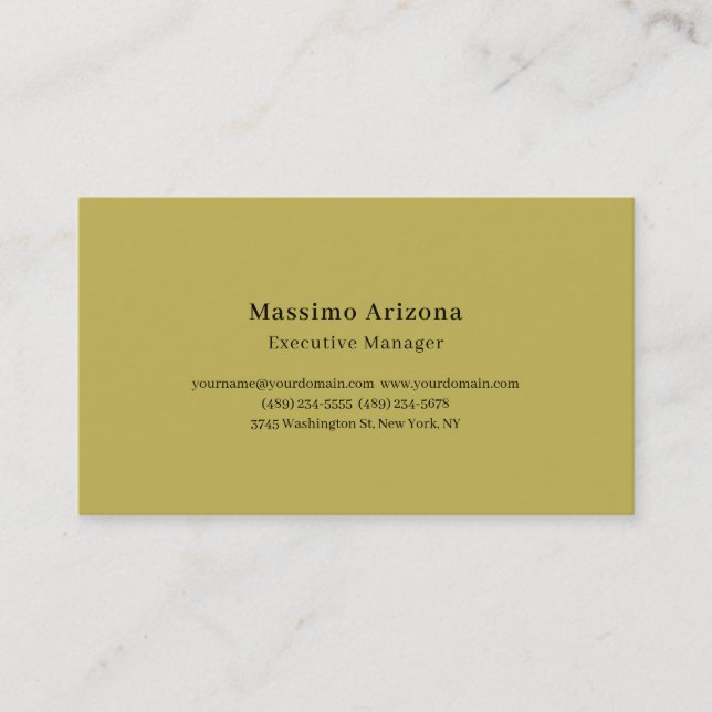 Carte De Visite Couleur Or Simple Professionnel Moderne Minimalist (Devant)