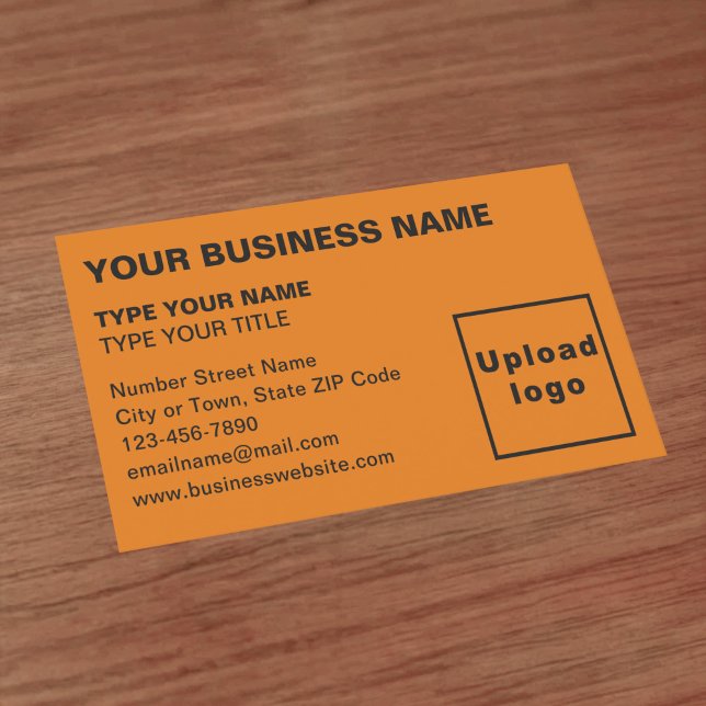 Carte de visite couleur orange des textes alignés  (Front of the business card)