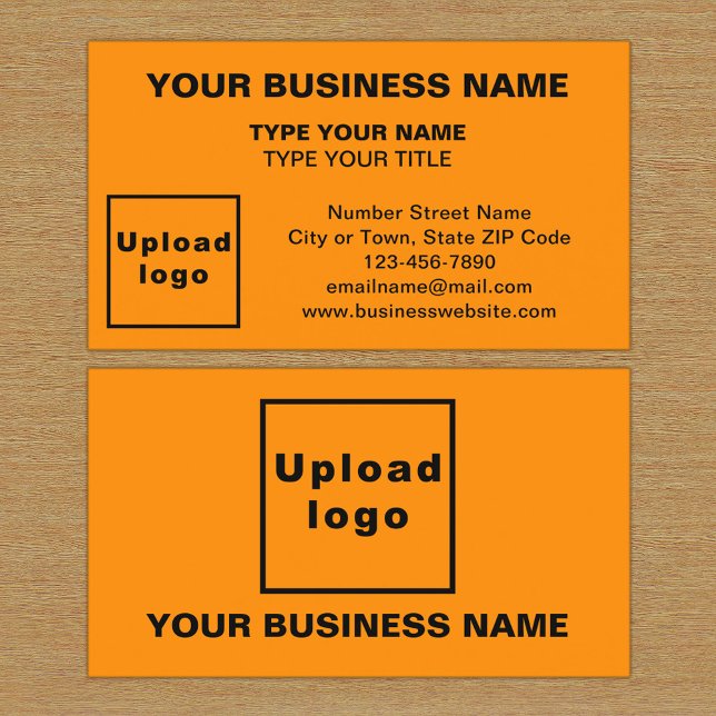 Carte de visite couleur orange du style centré (The front and back of the orange business card)