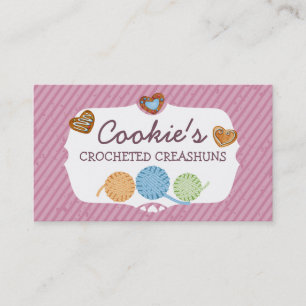 Carte De Visite Couleur personnalisée Coeurs cookies fil tricot cr