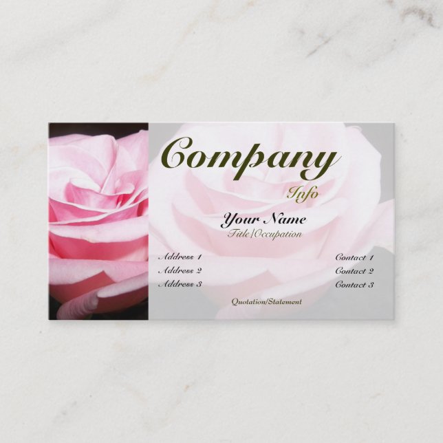 Carte De Visite Couleur rose de Rose-coutume (Devant)