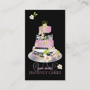 Carte De Visite Couleur rose du gâteau de mariage de fondant de