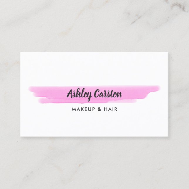 Carte De Visite Couleur rose simple brosse (Devant)
