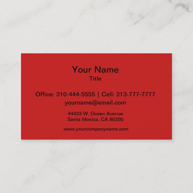 Carte De Visite Couleur Rouge en brique rouge (Dos)