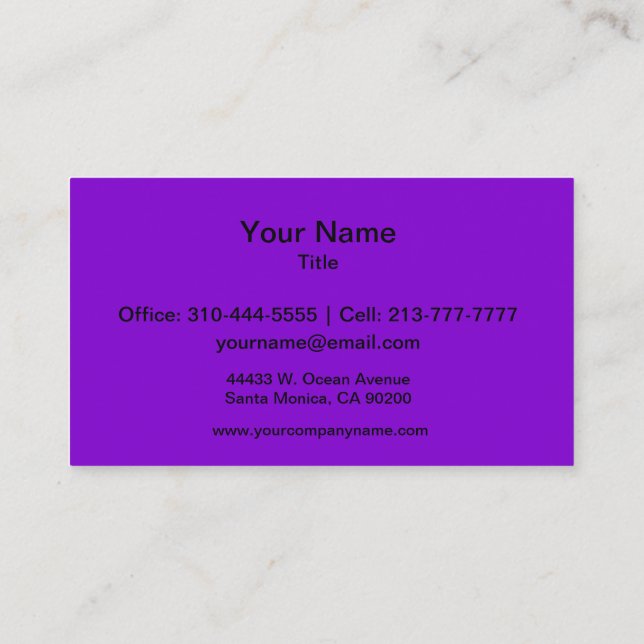 Carte De Visite Couleur simple et violette (Dos)