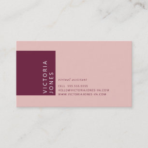 Carte De Visite COULEUR SIMPLE moderne minimaliste corail prune ro