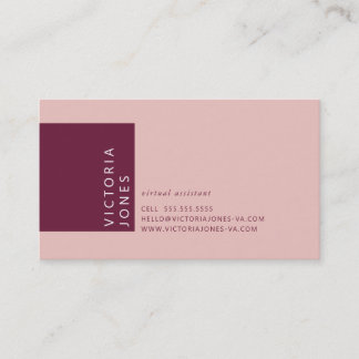Carte De Visite COULEUR SIMPLE moderne minimaliste corail prune ro