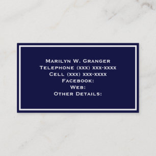 Carte De Visite Couleur unie : Bleu marine avec cadre ajustable