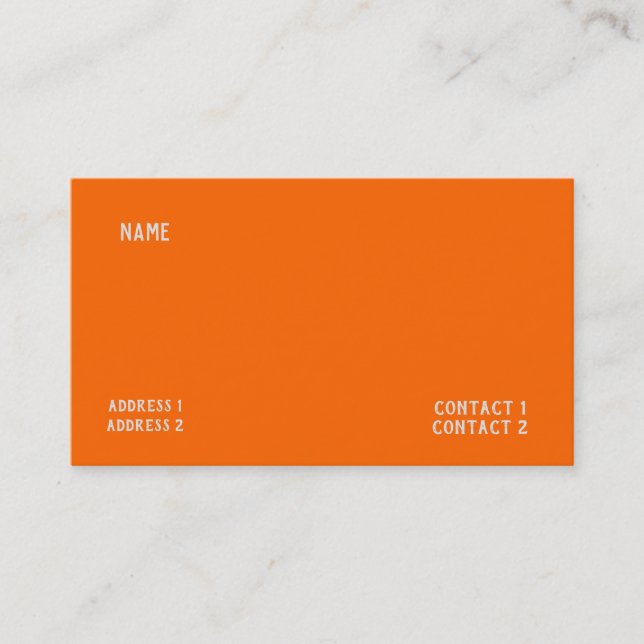 Carte De Visite couleur unie orange néon (Devant)