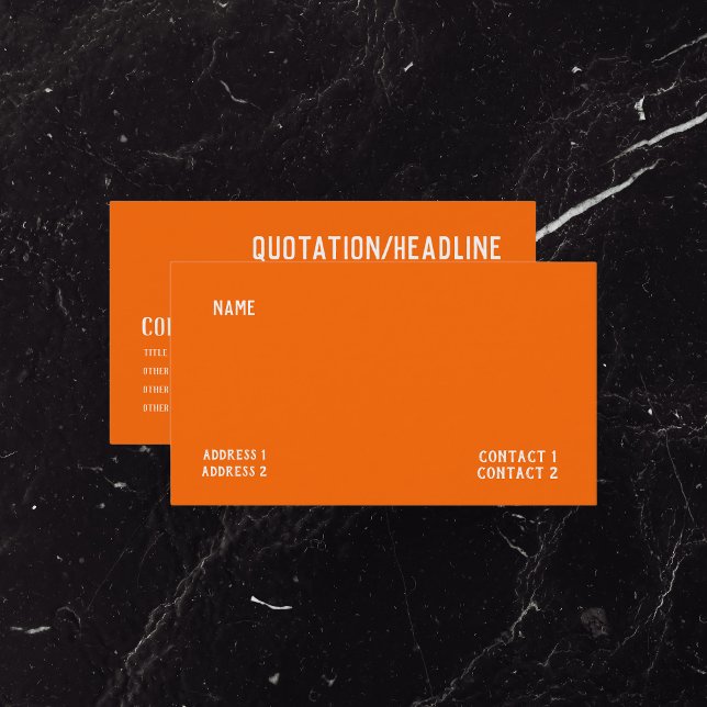 Carte De Visite couleur unie orange néon (Créateur téléchargé)