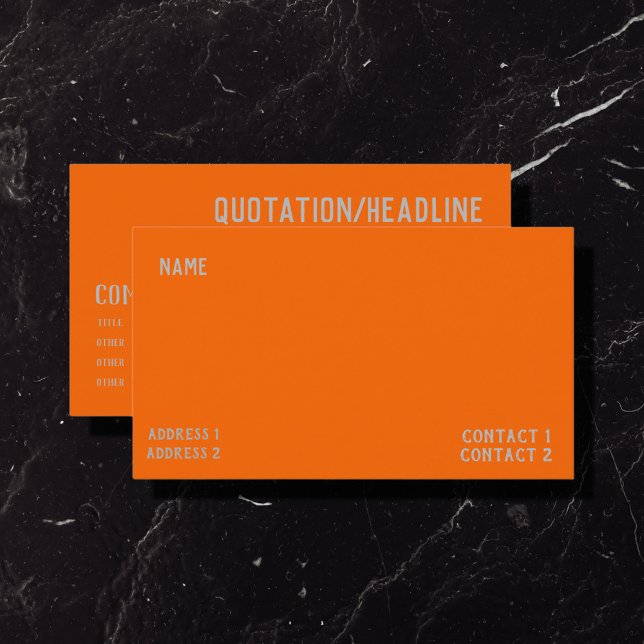 Carte De Visite couleur unie orange néon (Créateur téléchargé)