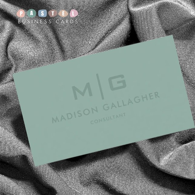 Carte De Visite Couleur Vert Mousse de Sauge Pastel Lumière Douce  (Solid Soft Light Pastel Sage Moss Green Color Business Card
)